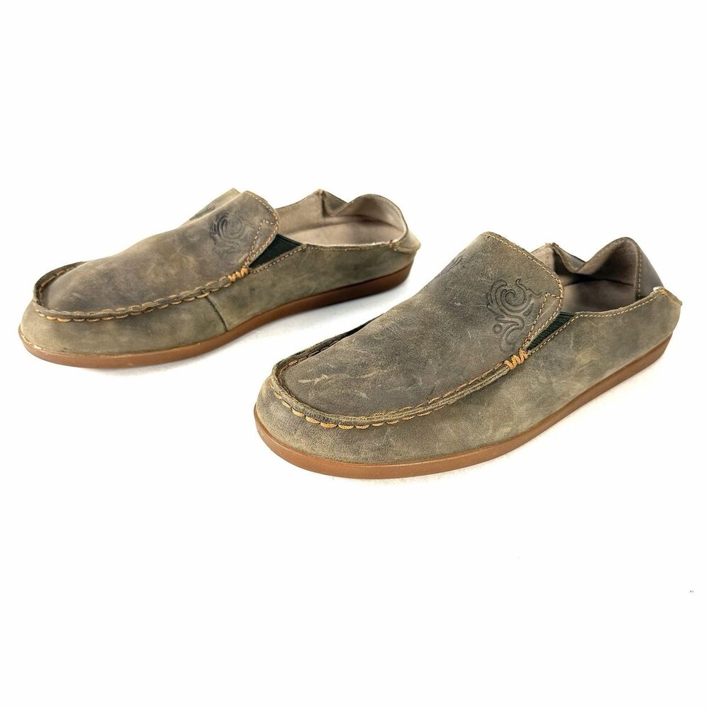 Olukai Nohea Nubuck Shoes Women’s Size 9 39 Brown Leather Slip On Loafers